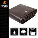 10' x 10' Super Heavy Duty 16 Mil Brown Poly Tarp Cover - Thick Waterproof, UV Resistant, Rot, Rip and Tear Proof Tarpaulin with Grommets and Reinforced Edges - by Xpose Safety