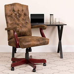 Flash Furniture Bomber Brown Classic Executive Swivel Office Chair with Arms