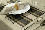 COTTON CRAFT 12 Pack 100% Cotton Checks Oversized Dinner Napkins – Black Beige - Size 20x20