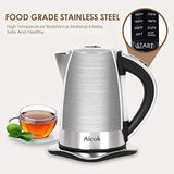 Electric Kettle Variable Temperature Stainless Steel Tea Kettle, Cordless Electric Water Kettle with 1500W SpeedBoil, Auto Shut Off and Boil-Dry Protection, 1.7-Liter Boiler by Aicok