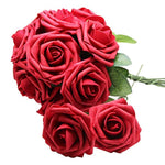 YOUR GIFT Your Deco Flowers Bridal DIY Bouquet Real Touch Artificial Roses 25 Pcs Hotel/Wedding Floral/Garden Craft Baby Shower Home Decor (red)