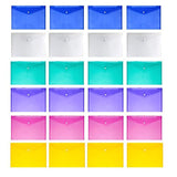 JUSLIN Poly Envelope Folder with Snap Button Closure, 24PCS Waterproof Transparent Project Envelope Folder, A4 Letter Size