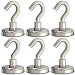 GREATMAG Magnetic Hooks, 80 lbs Heavy Duty Magnet Hooks, Super Powerful Neodymium Magnets for Hanging, 1.26" Diameter, Pack of 6