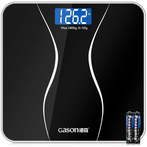 GASON A2 Digital Bathroom Scale Body Accurate Weight with LCD Backlight Display and Step-On Technology,Battery Included,3 Units,396 Pounds Scales,Black