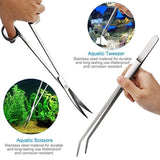 Skoye Aquarium Tweezers Scissor Spatula Tools 4 in 1 Long Stainless Steel Aquarium Tank Aquascaping Tools, Aquatic Plant Tweezers Scissors Spatula Landscaping Cleaning Tool Set & Fish Starter Kit