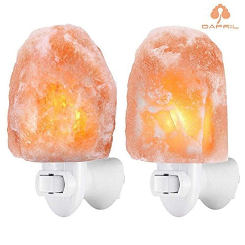 Himalayan Salt Lamp - 2 Pack Salt Lamps Hand Carved Natural Glow Pink Sea Crystal Rock, 7W Safety Mini Hand Carved Night Light with UL Approved Wall Plug for Air Purifying (Pack2)