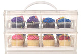 24 Large Cupcake Carrier, Two Tiered Holder, Cake Carrier, Stack and Store Cake Carrier