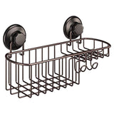 HASKO accessories - Powerful Vacuum Suction Cup Shower Caddy Basket for Shampoo - Combo Organizer Basket with Soap Holder and Hooks - Stainless Steel Holder for Bathroom Storage (Bronze)