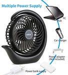 MOSAJIE Rechargeable Fan Mini Desk Fan Rotating, 3 Speeds USB Personal Fan Portable Small Table Quiet Fan with Truly Long Battery Life, Strong Wind Desktop Fan for Travel Camping Office Home (Black)