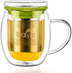 Tealyra - perfecTEA - Infuser Tea Cup - 15.2-ounce - Borosilicate Glass Tea Cup with Lid and Stainless Steel Infuser Basket - Perfect Mug for Office and Home Uses Loose Leaf Tea Steeping - 450ml