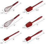 TEEVEA  Silicone Whisk Spatula Spoonula & Brush Set of 6 - Wine Red