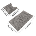 Sunnyglade Bathroom Contour Rugs Combo, Set of 2 Chenille Fabric Microfiber Soft Shaggy Non Slip 21" X 34" Bath Shower Mat and 20" X 20" U-shaped Toilet Floor Rug Bathroom Carpet