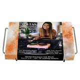 VOLTAS Himalayan Salt Block for Cooking, FDA Approved 12x8 (96 sq. inch) Salt Slab Comes with Stainless Steel Salt Plate Holder with Free Cotton Bag for Storage.