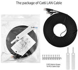Lovicool Cat 6 Ethernet Patch Cable 100 ft Black, 4-Pair UTP Flat Networking Patch LAN Cable Ethernet Cords Network Wire Speed up to 250MHz with RJ45 Connectors 30m