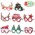 Pack of 8 Christmas Party Fancy Glasses Frames with 8 Designs Christmas Parties and Photo booth(ONE SIZE FIT ALL)