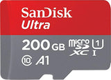 Sandisk Ultra 200GB Micro SDXC UHS-I Card with Adapter - 100MB/s U1 A1 - SDSQUAR-200G-GN6MA