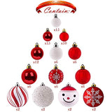 Teresa's Collections 155ct Traditional Shatterproof Christmas Ball Ornaments Decoration Red White,1.2Inch-7.09Inch,Themed Tree Skirt(Not Included)