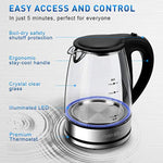 HadinEEon Electric Kettle Glass Boiler Coffee Pot, Water Heater 7 Big Cups 1.8 Liter with Quick Boil, Auto Shut Off and Boil-Dry Protection