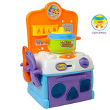 FUNERICA My First Toy Oven and Play Stove Cook-Top | with Shape Sorter Pieces and Cutting Vegetables Toy Set - Compact Play Kitchen for Young Kids Boys and Girls