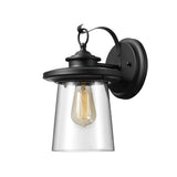 Globe Electric Bowery 1-Light Outdoor Indoor Wall Sconce, Matte Black, Clear Glass Shade 44176