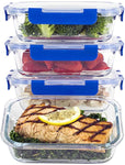 [LARGER PREMIUM 4 SET] 950 ML Glass Meal Prep Containers with Lifetime Lasting Snap Locking Lids Glass Food Containers BPA-Free, Microwave, Oven, Freezer and Dishwasher Safe (32 Oz.)