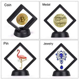 AIFUSI Coin Display Stands, 10 Pack 3D Floating Frame Ornament Display Holder Box with Stand Diamond Square for AA Medallion Challenge Coin Chip Jewelry Decorative - Ideal for Gift