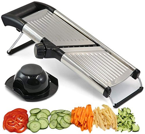 Adjustable Mandoline Slicer by Chef's INSPIRATIONS. Best For Slicing Food, Fruit and Vegetables. Professional Grade Julienne Slicer. With Cleaning Brush. Stainless Steel