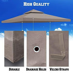 Replacement 10'X10'Gazebo Canopy top Patio Pavilion Cover Sunshade plyester Double Tiers-Taupe