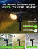 LITOM 12 LED Solar Landscape Spotlights, IP67 Waterproof Solar Powered Wall Lights 2-in-1 Wireless Outdoor Solar Landscaping Lights for Yard Garden Driveway Porch Walkway Pool Patio 2 Pack Warm White