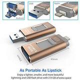 USB Flash Drive 128GB for iPhone Photo Stick backup iPhone Memory Stick External Storage Thumb Drive for iPhone 11 Pro X XR XS MAX 6 7 8 Plus iPad Pro PC Android Password Touch ID Protected Flash Gold