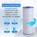 POOLPURE Hayward Star-Clear Plus C1200 Replacement Pool Filter, Compatible with Hayward CX1200RE, Pleatco PA120, Unicel C-8412, Filbur FC-1293, 1 Cartridge