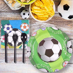 Duocute Soccer Party Supplies 177PCS Sports Theme Children Birthday Disposable Dinnerware Set Includes Plates, 12oz Cups, Napkins, Spoons, Forks, Knives, Tablecloth and Banner, Serves 25