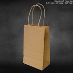 5.25"x3.25"x8" - 100 Pcs - Brown Kraft Paper Bags, Shopping, Mechandise, Party, Gift Bags