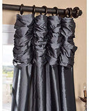 Half Price Drapes PTCH-112-108-RU Ruched Faux Silk Taffeta Curtain, Platinum