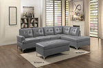 Homelegance Barrington 109" x 108" PU Leather Chaise Sofa, Gray