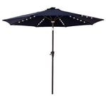 C-Hopetree 9' Solar LED Lighted Outside Patio Market Umbrella for Outdoor Table Balcony Garden Deck Poolside with Tilt, Navy Blue