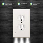 Mribo 6 Pack Outlet Cover - Outlet Wall Plate With LED Night Lights - No Batteries Or Wires - Installs In Seconds - Outlet Wall Plate with 3 Leds Energy Efficient Light for Your Home/Bathroom (white)