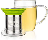 Tealyra - perfecTEA - Infuser Tea Cup - 15.2-ounce - Borosilicate Glass Tea Cup with Lid and Stainless Steel Infuser Basket - Perfect Mug for Office and Home Uses Loose Leaf Tea Steeping - 450ml