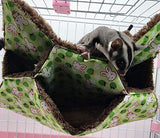 WOWOWMEOW Small Animal Cage Hanging Bunkbed Hammock Warm Fleece Bed for Sugar Glider Ferret Squirrel