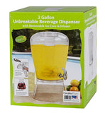 CreativeWare Beverage Dispenser With Ice Cylinder And Fruit Infuser, Clear