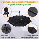 Compact Umbrella - Black Windproof Umbrella - Automatic Folding Travel Umbrella for Men & Women