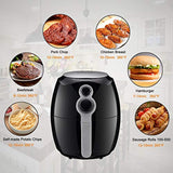 Homeleader Air Fryer, 2.6 Liter Hot Air Fryer, 1400W Oil Free Air Cooker with Timer & Temperature Control, Auto Shut Off, Black