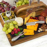 Home Perspective Slate Cheese Board Set, 10 Piece Set Includes 4 Stainless Steel Cheese Tools, Premium Acacia Serving Tray with Slate Board, and Porcelain Olive Dish