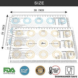 Silicone Baking Mat with Measurements, Non-Stick Pastry Mat for Rolling Dough Non Slip Heat Resistance Liner (23.1'' x 15.2'' - 2 Pack)