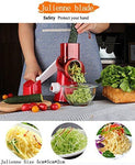 Vegetable Mandoline Chopper,Upintek 3-Blades Manual Vegetable Slicer,Efficient and Fast Vegetable Fruit Cutter Cheese Shredder, Speedy Rotary Drum Grater Slicer with Strong-Hold Suction Cup(Red)