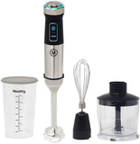 Mealthy Immersion Hand Blender: 500 Watt, 10 Speed Controls Plus Turbo, Includes 500mL Chopper and Whisk, and 600mL Smoothie Cup. Stainless Steel & BPA-free; Instant Access to Recipe App with Videos