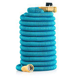 Expandable, Flexible and Retractable Garden Hose: 50 Foot Lightweight No Kink Hose with Solid Brass Fittings and 8-Pattern High Pressure Spray Nozzle