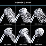 VOLUEX Handheld Shower Head with Hose - High Pressure 6 Setting Spray 4.3" Face Hand Held Adjustable Bracket Detachable Removable Water Saving Rainfall Showerheads