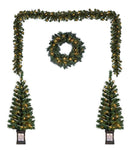 HOMESTO  Holiday Time Christmas Decor Pre-Lit 5-Piece Entryway Set, Clear Lights