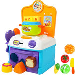 FUNERICA My First Toy Oven and Play Stove Cook-Top | with Shape Sorter Pieces and Cutting Vegetables Toy Set - Compact Play Kitchen for Young Kids Boys and Girls